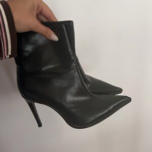 Zara Black Leather Ankle Boots